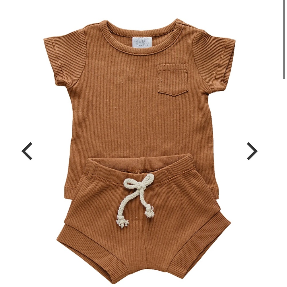 Rust Organic Cotton Ribbed Short Set - Picture 8 of 9